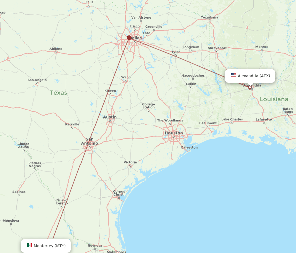 AEX-MTY flight routes