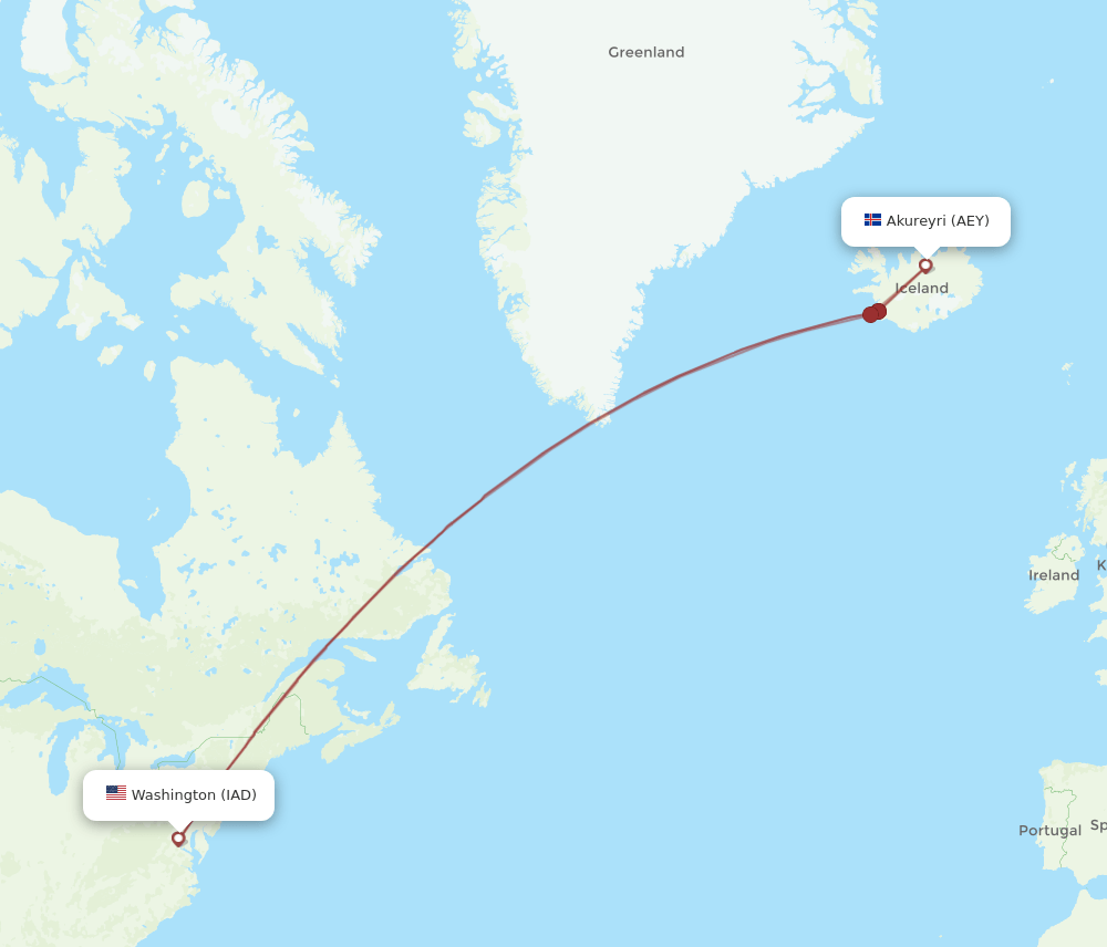 AEY-IAD flight routes