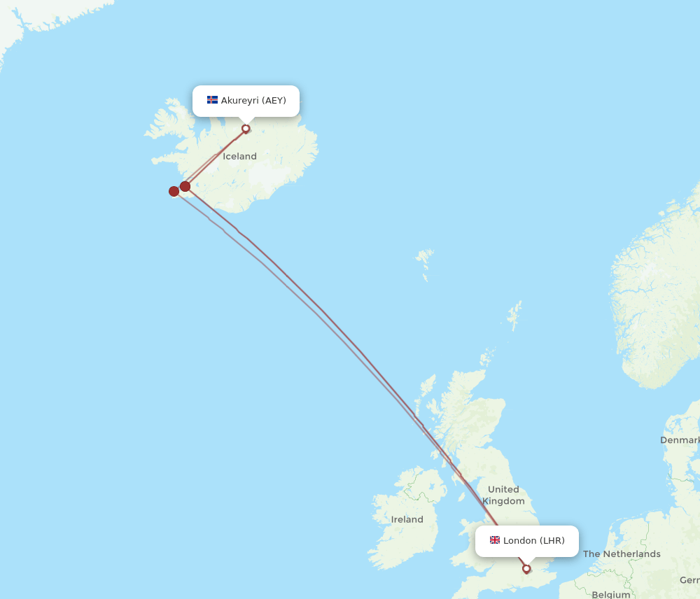 AEY-LHR flight routes