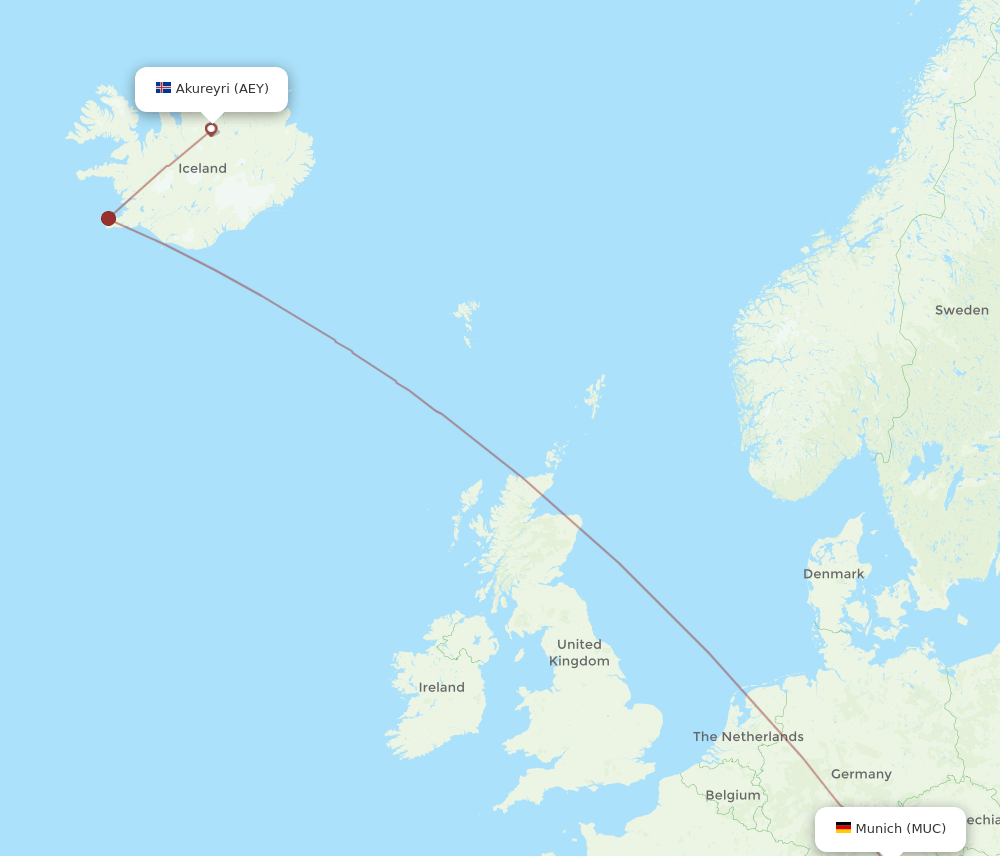 AEY-MUC flight routes
