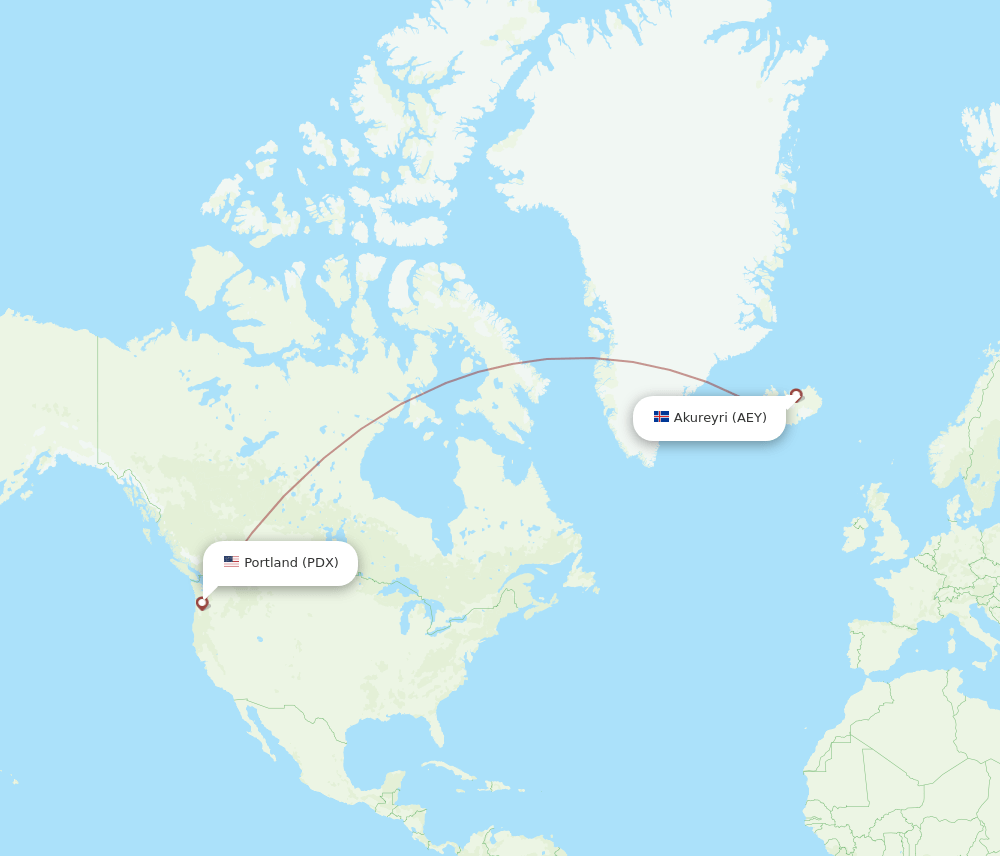 AEY-PDX flight routes