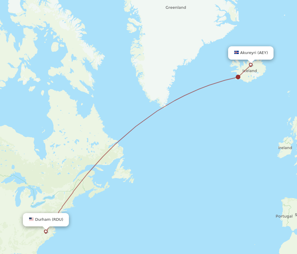 AEY-RDU flight routes