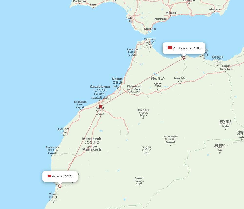 AGA-AHU flight routes