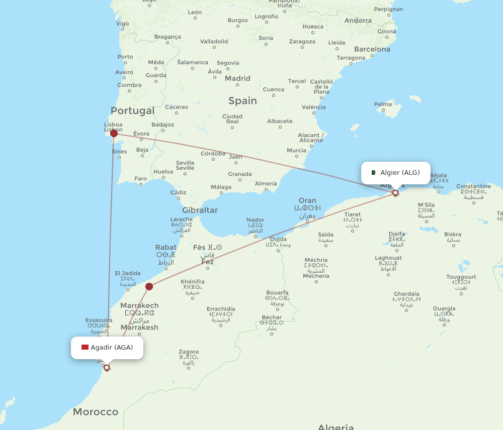 AGA-ALG flight routes