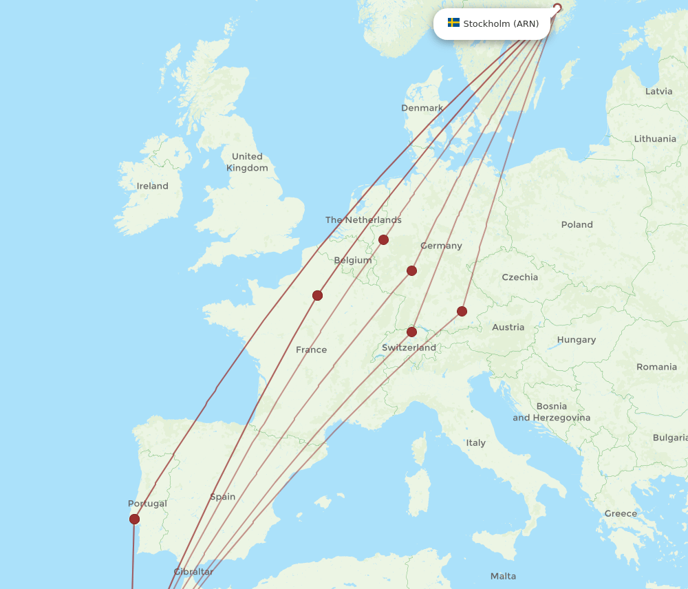 AGA-ARN flight routes