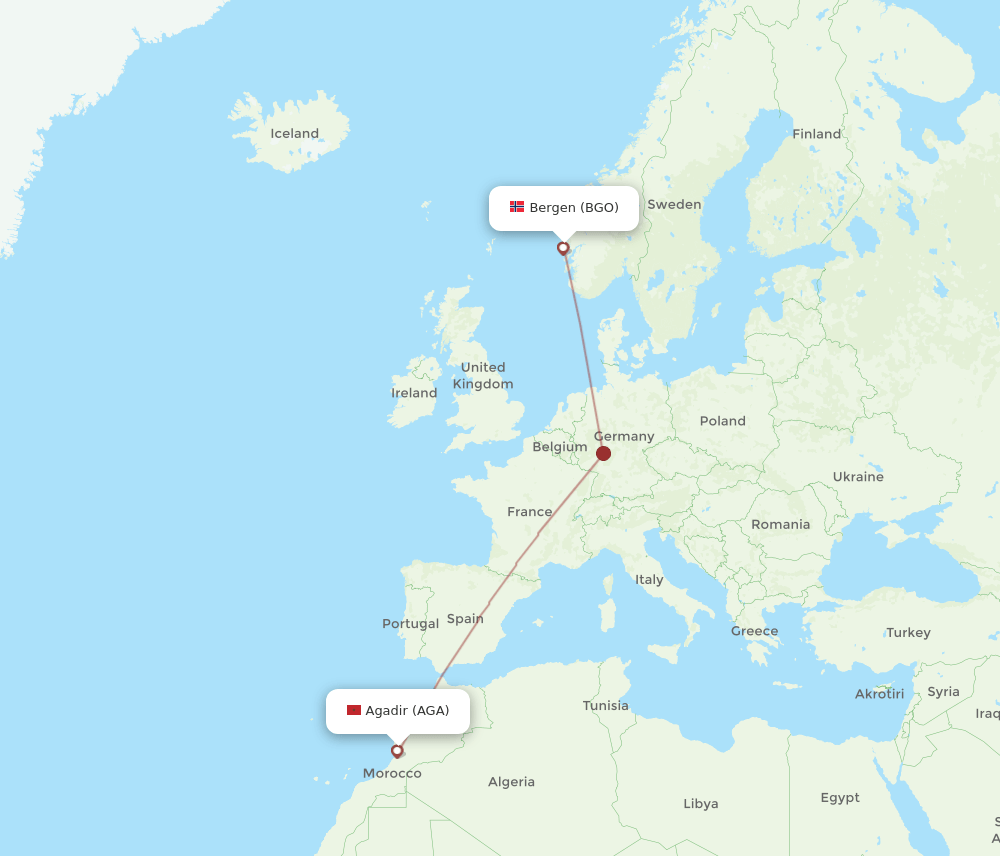 AGA-BGO flight routes
