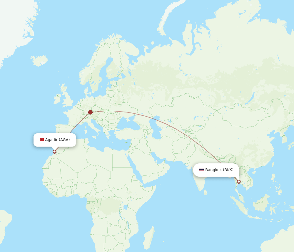 AGA-BKK flight routes