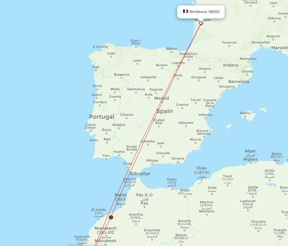 AGA-BOD flight routes