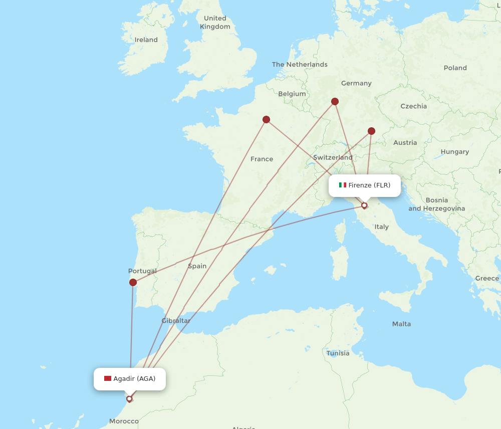 AGA-FLR flight routes