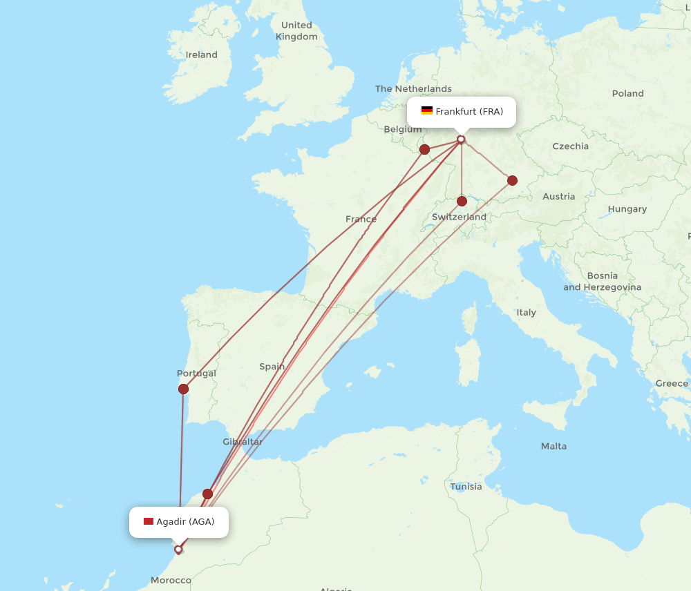 AGA-FRA flight routes