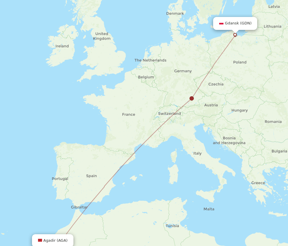 AGA-GDN flight routes