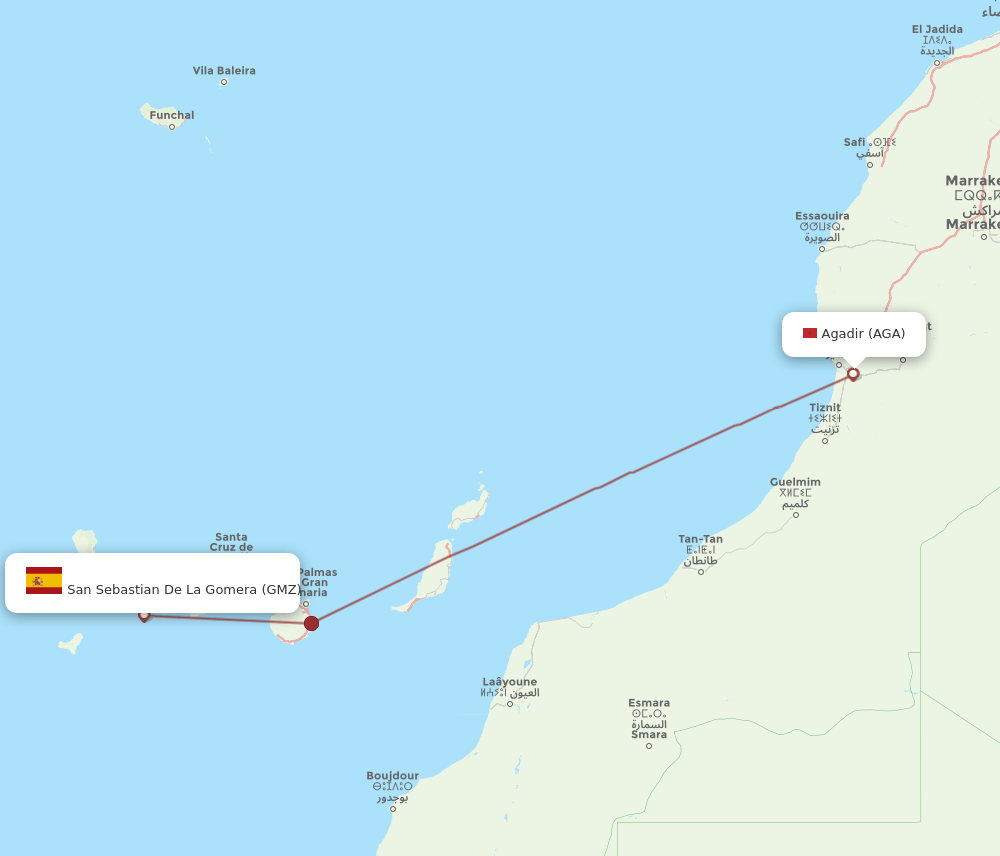 AGA-GMZ flight routes