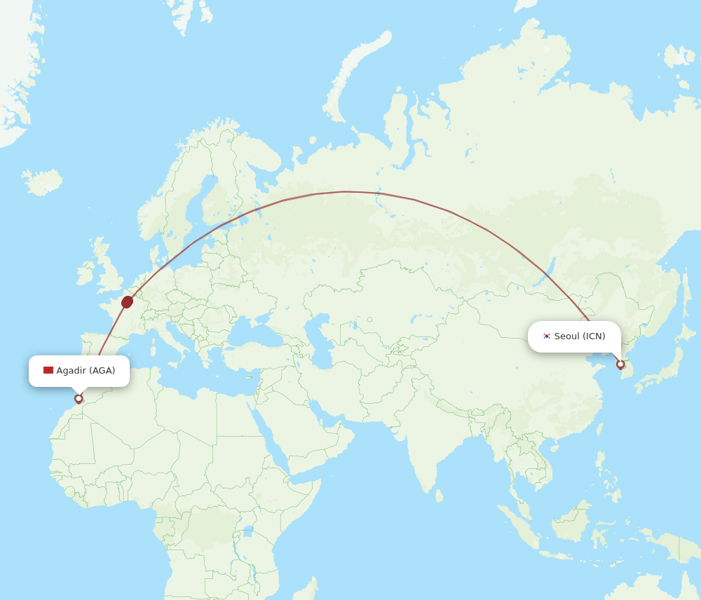 AGA-ICN flight routes