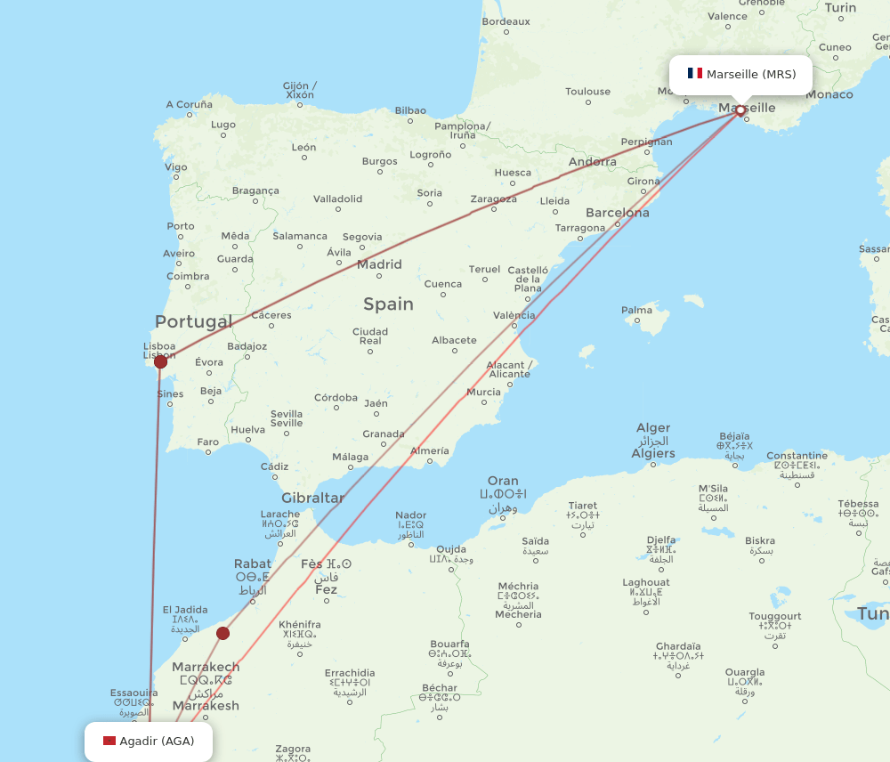 AGA-MRS flight routes