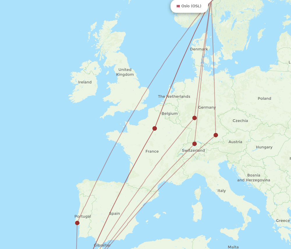 AGA-OSL flight routes