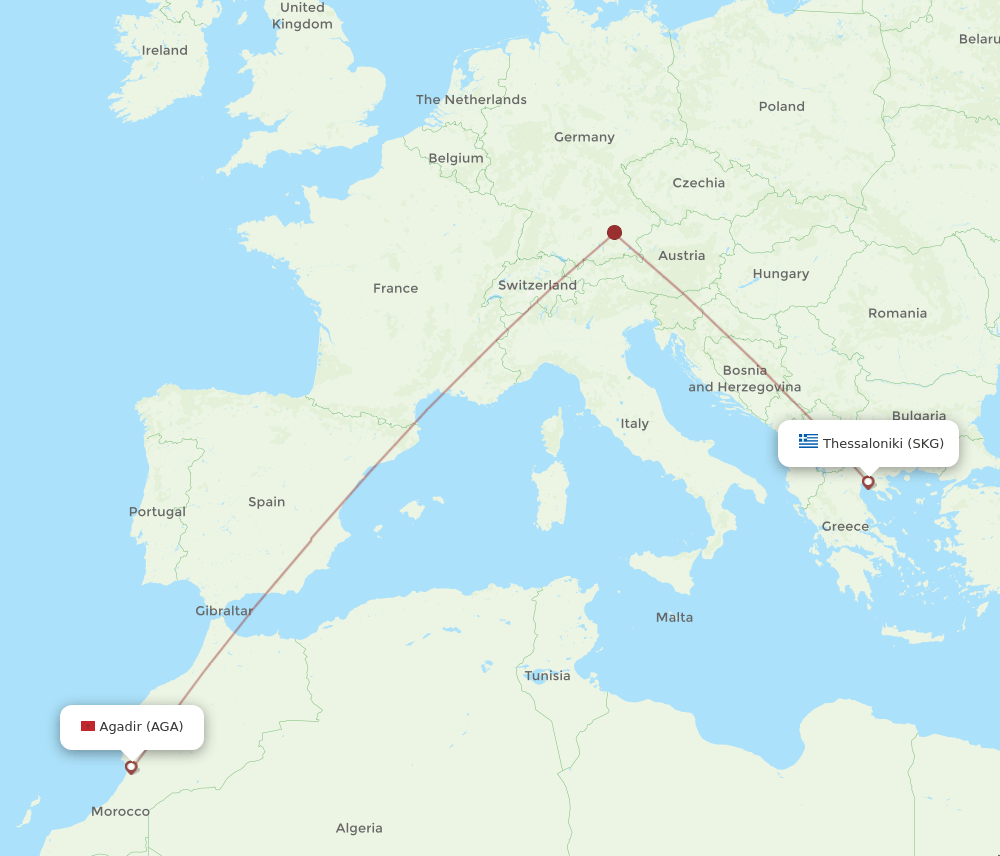 AGA-SKG flight routes