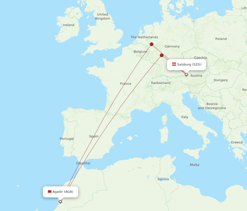 AGA-SZG flight routes
