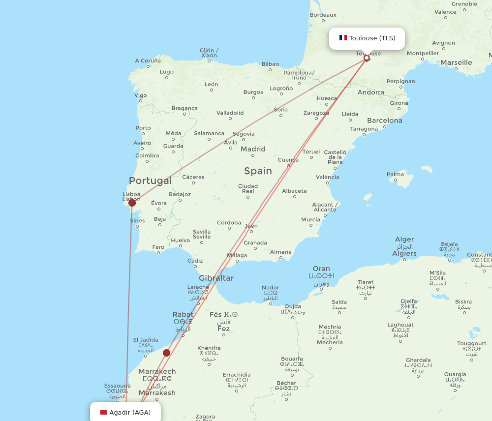 AGA-TLS flight routes