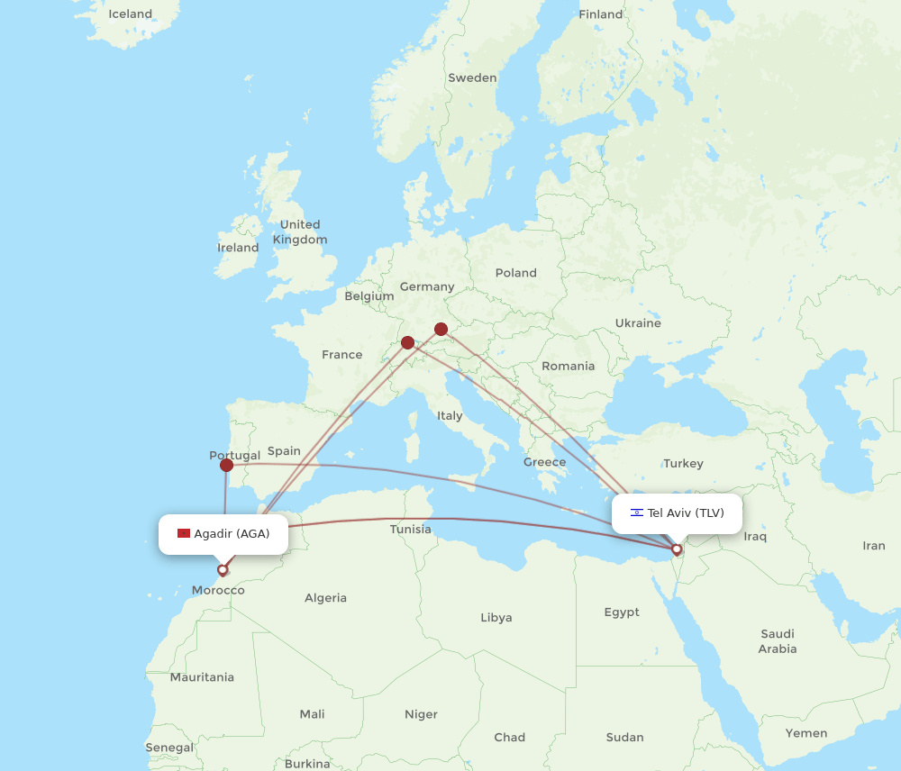 AGA-TLV flight routes