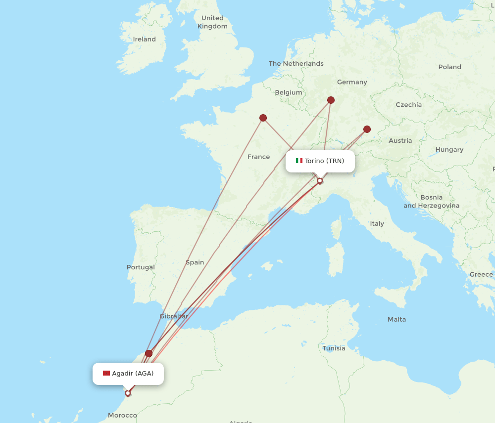 AGA-TRN flight routes