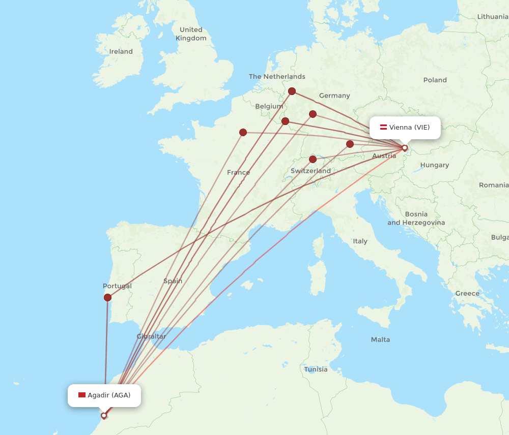 AGA-VIE flight routes