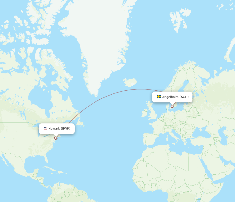 AGH to EWR flights and routes map