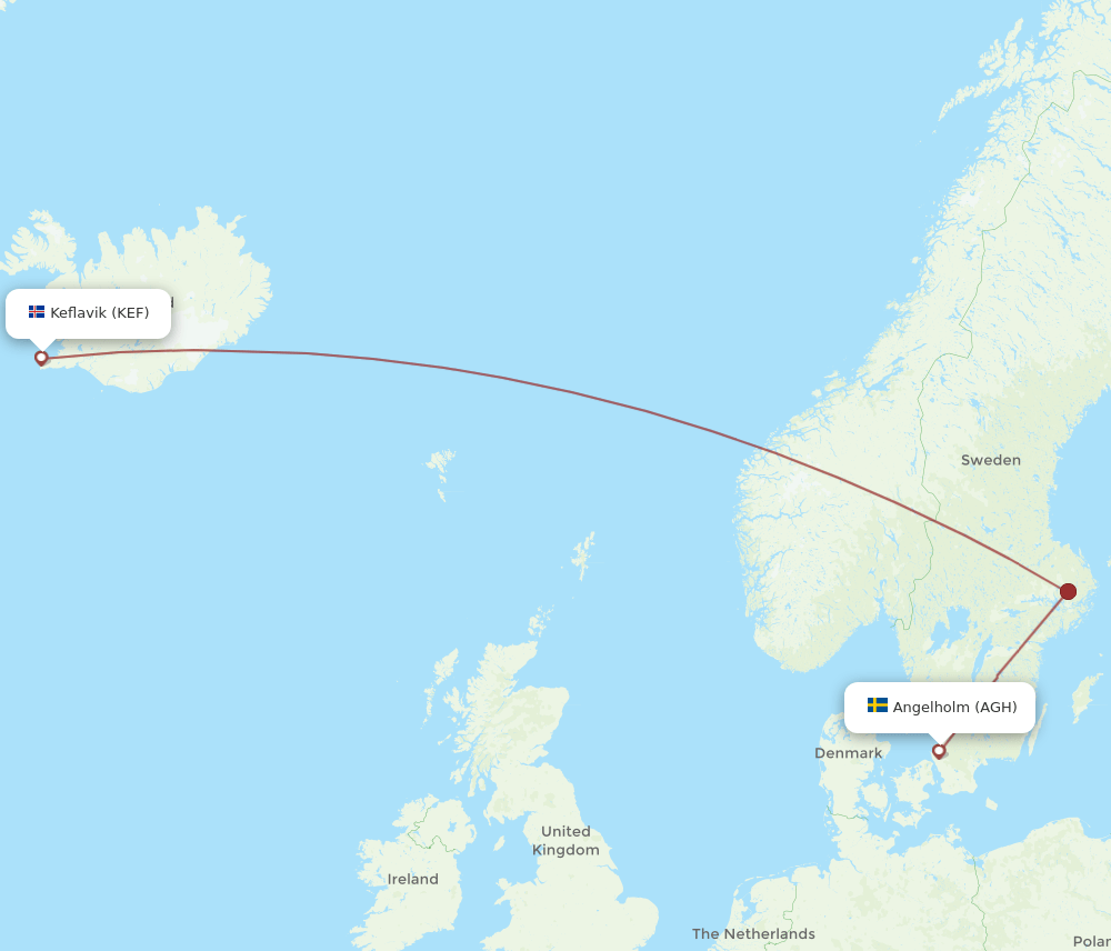AGH-KEF flight routes