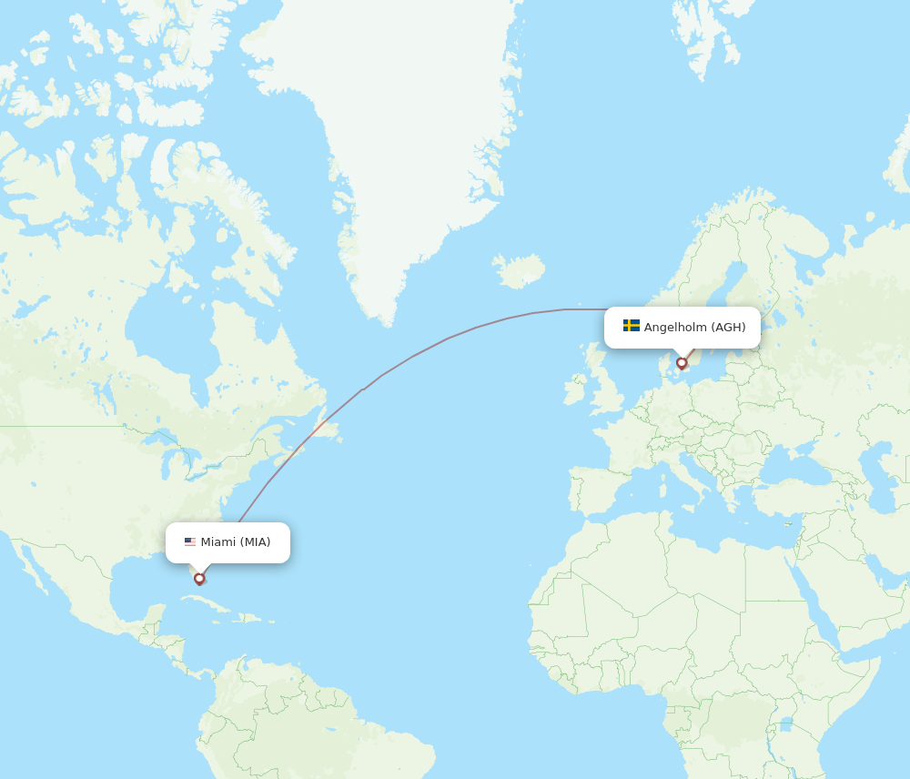 AGH to MIA flights and routes map