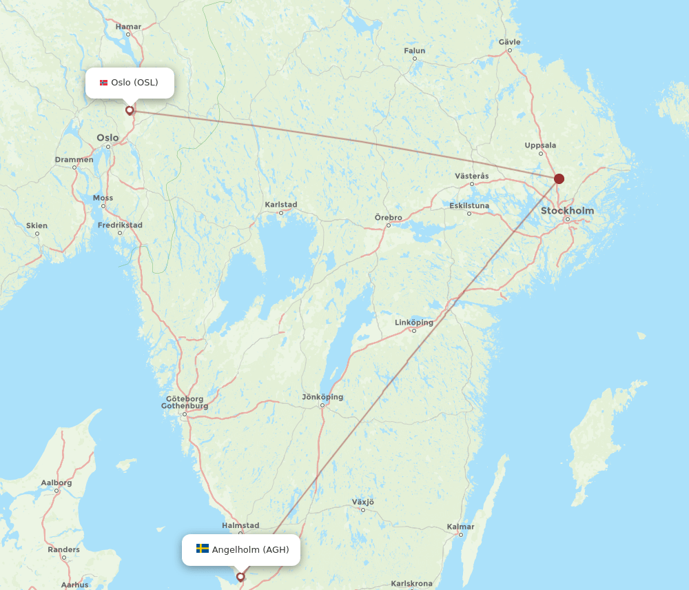 AGH to OSL flights and routes map