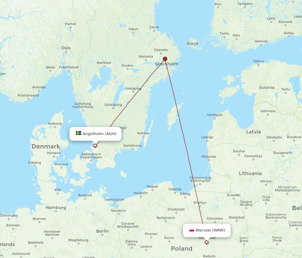 AGH-WAW flight routes