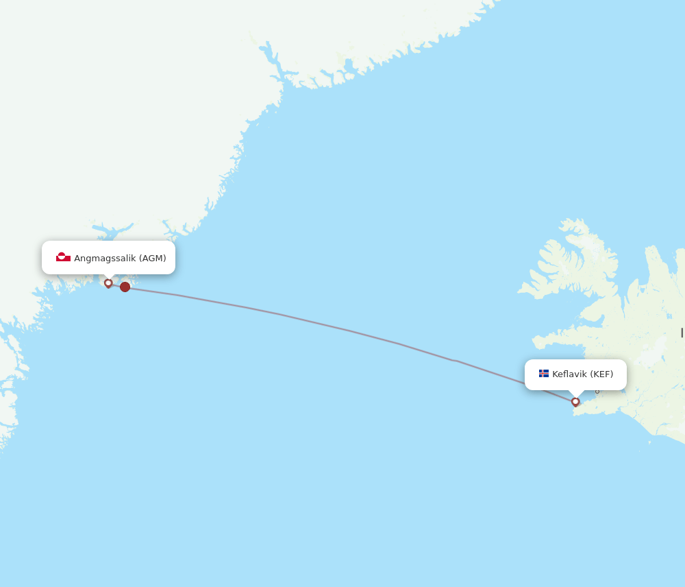 AGM to KEF flights and routes map