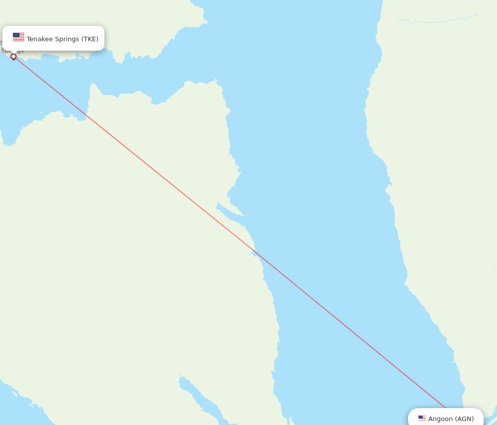 AGN to TKE flights and routes map