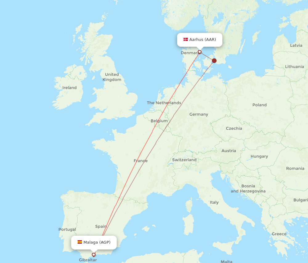 AGP-AAR flight routes