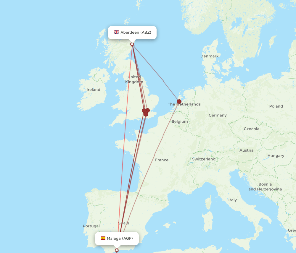 AGP to ABZ flights and routes map