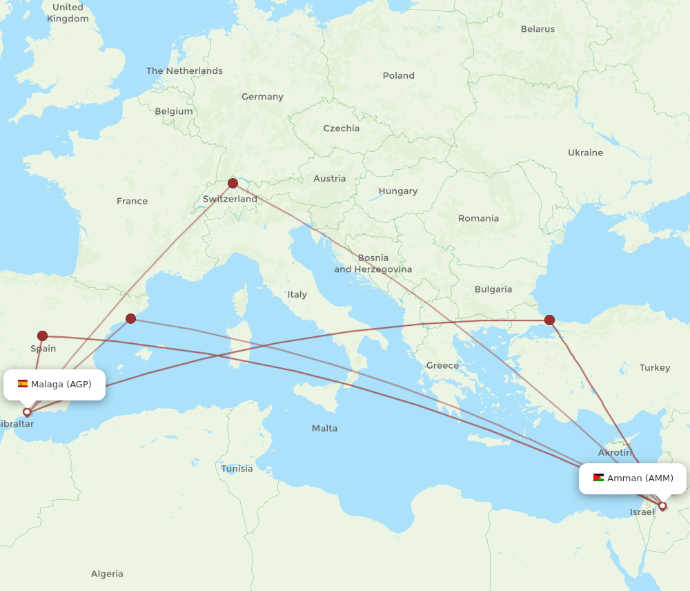 AGP-AMM flight routes