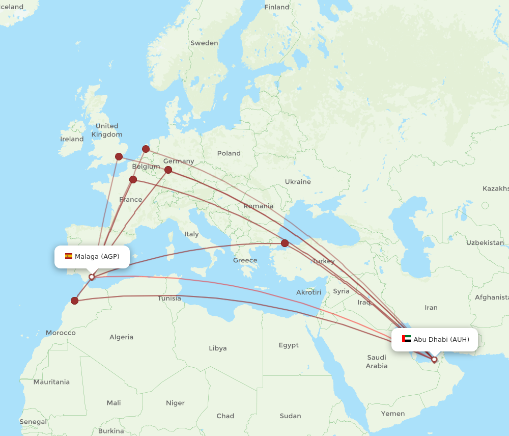 AGP to AUH flights and routes map
