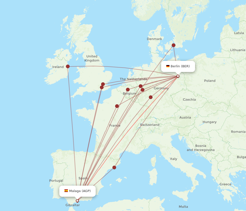 AGP to BER flights and routes map