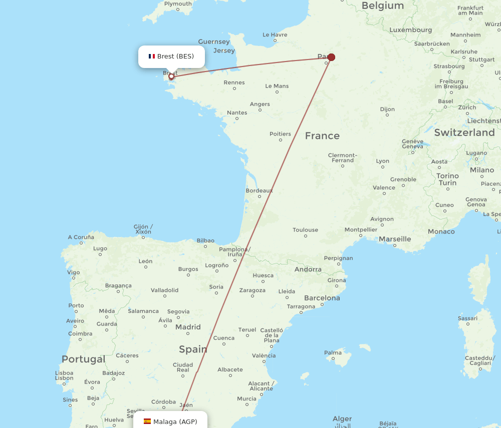AGP-BES flight routes