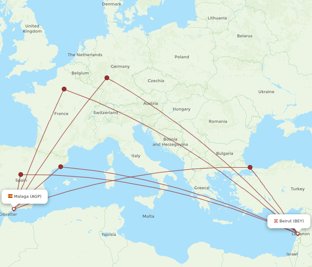 AGP-BEY flight routes