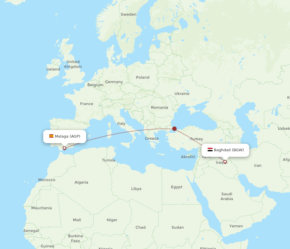 AGP-BGW flight routes