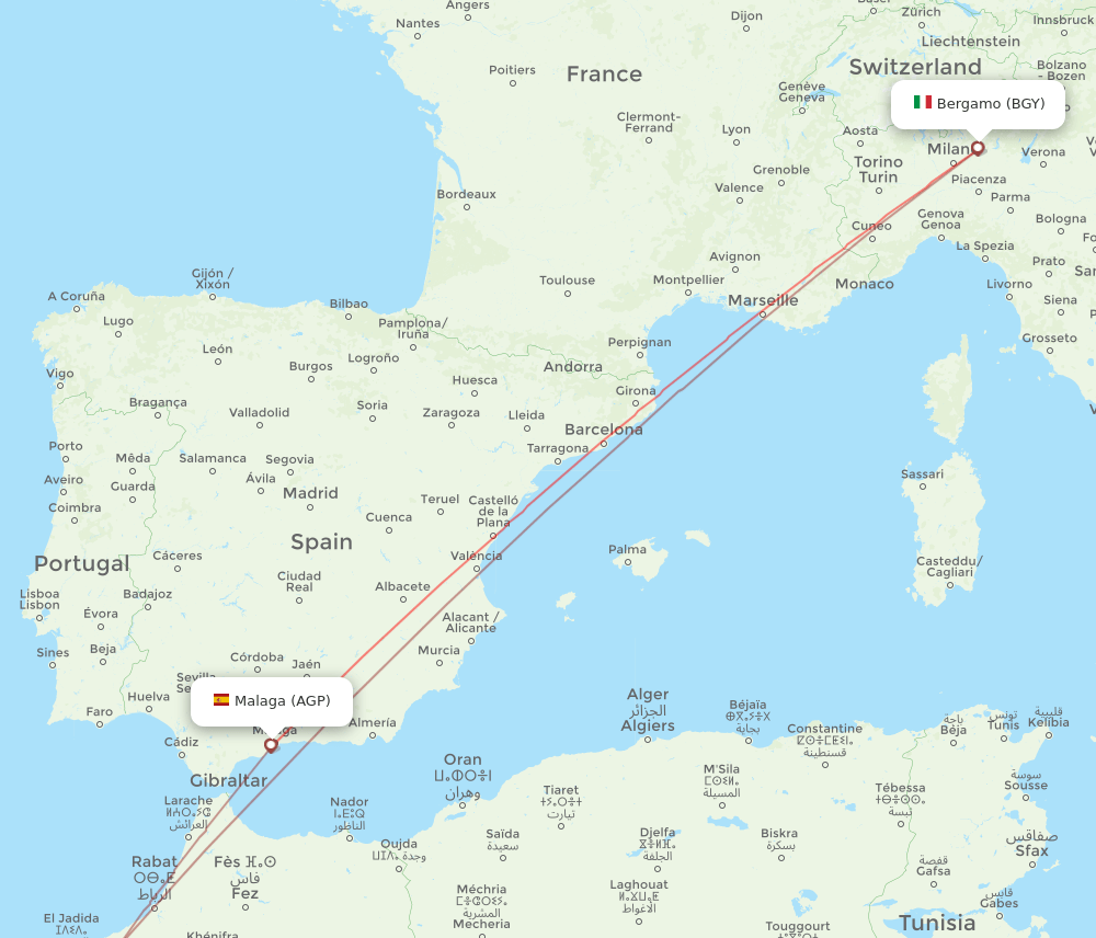 AGP-BGY flight routes