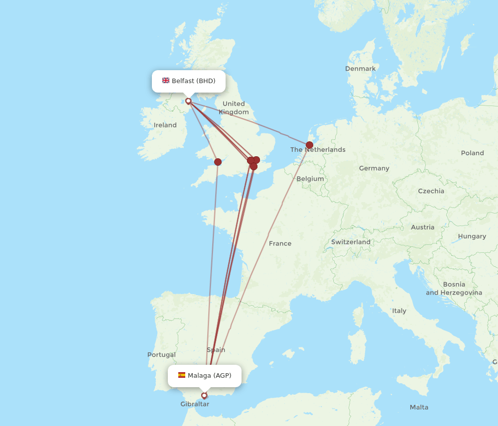 AGP-BHD flight routes