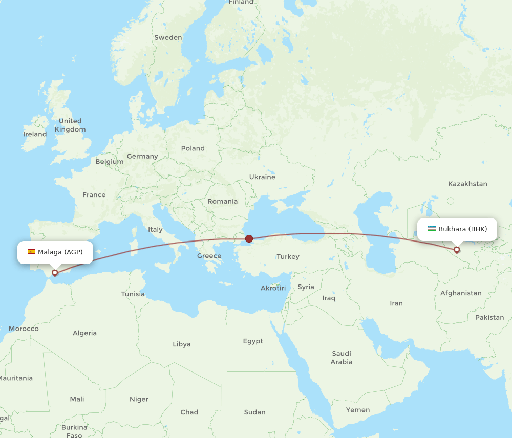 AGP to BHK flights and routes map