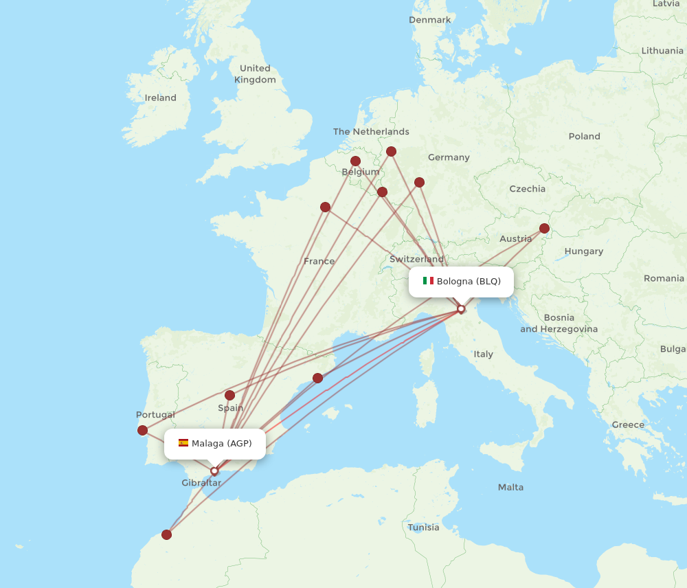 AGP to BLQ flights and routes map