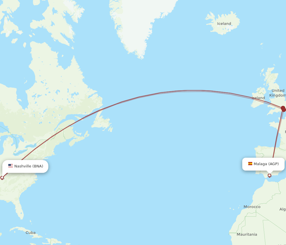 AGP-BNA flight routes