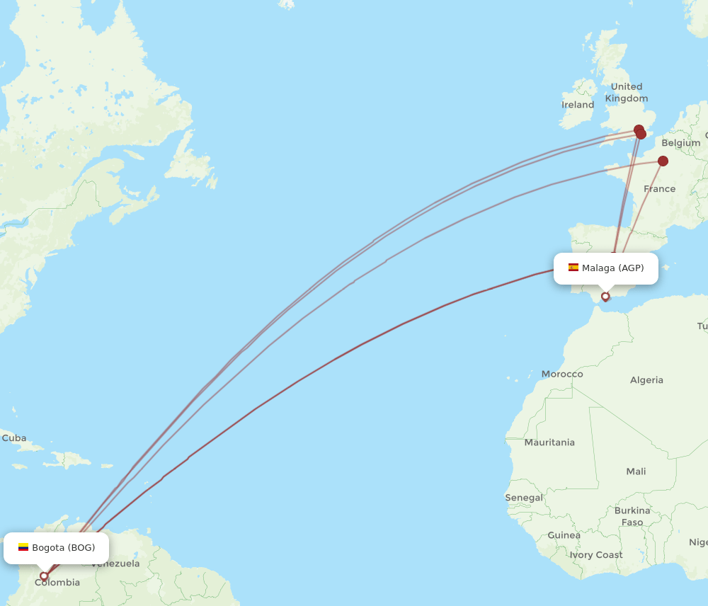AGP-BOG flight routes