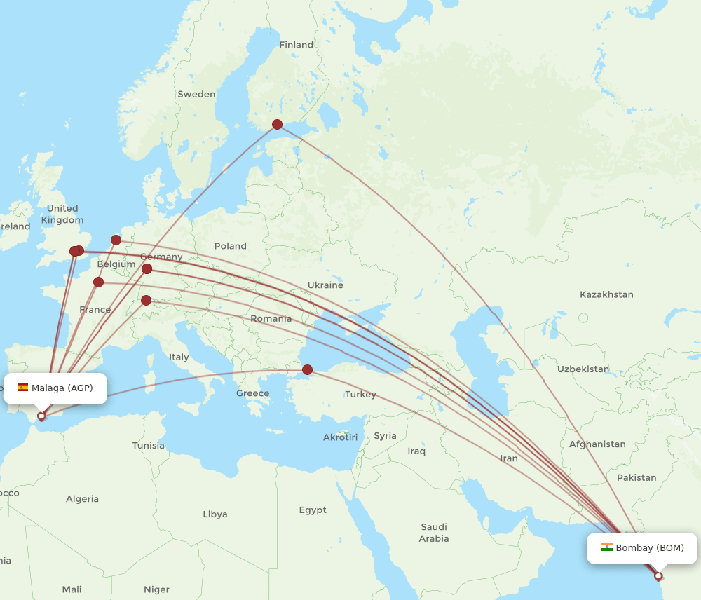 AGP-BOM flight routes