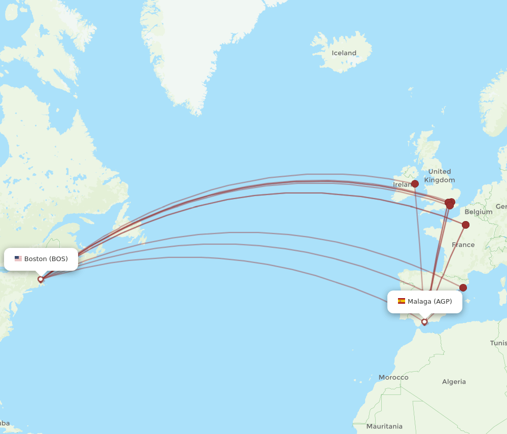 AGP-BOS flight routes