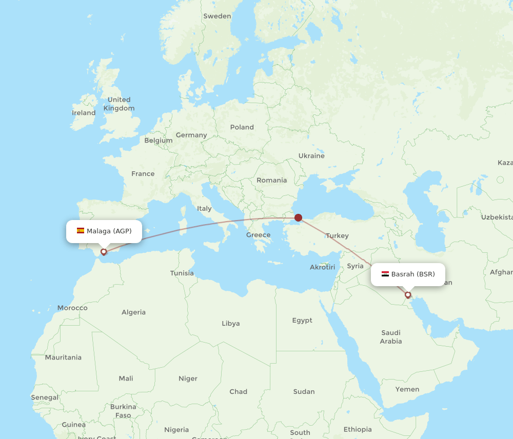AGP-BSR flight routes