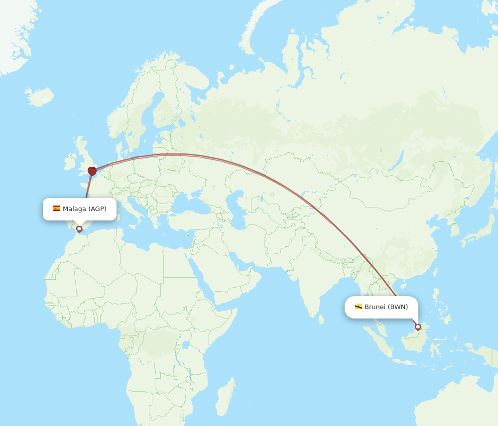 AGP-BWN flight routes